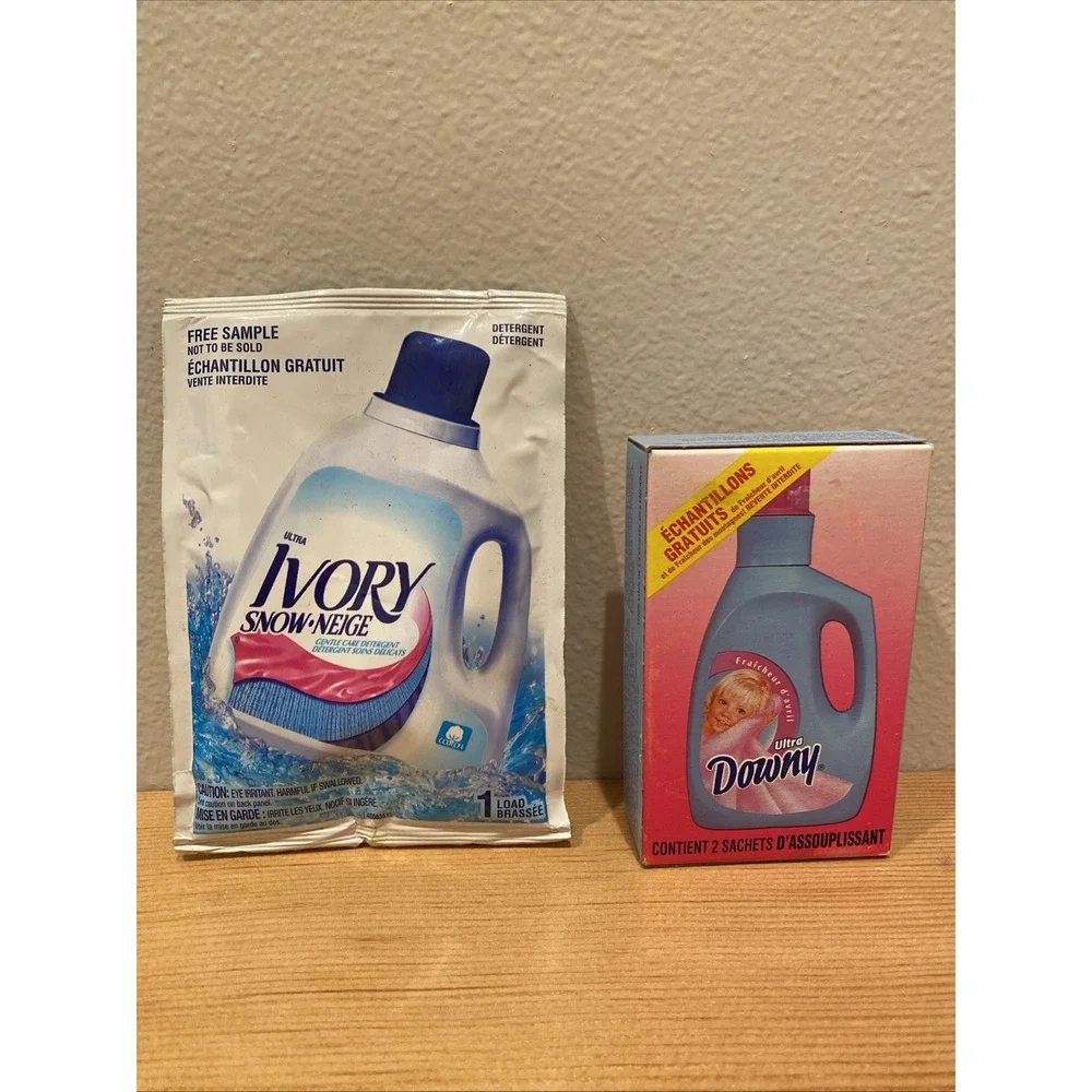 (lot of 2) Vintage Ivory Snow Detergent Ultra Downy Sample Size‎